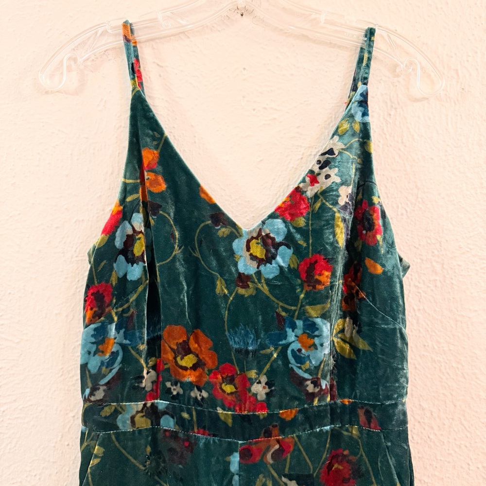 Loft green velvet sleeveless jumpsuit - Picture 5 of 8